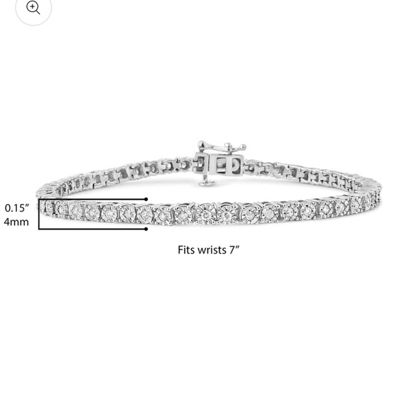 Haus of Brilliance .925 Sterling Silver Diamond Bezel Tennis Bracelet 7” - Picture 2 of 5